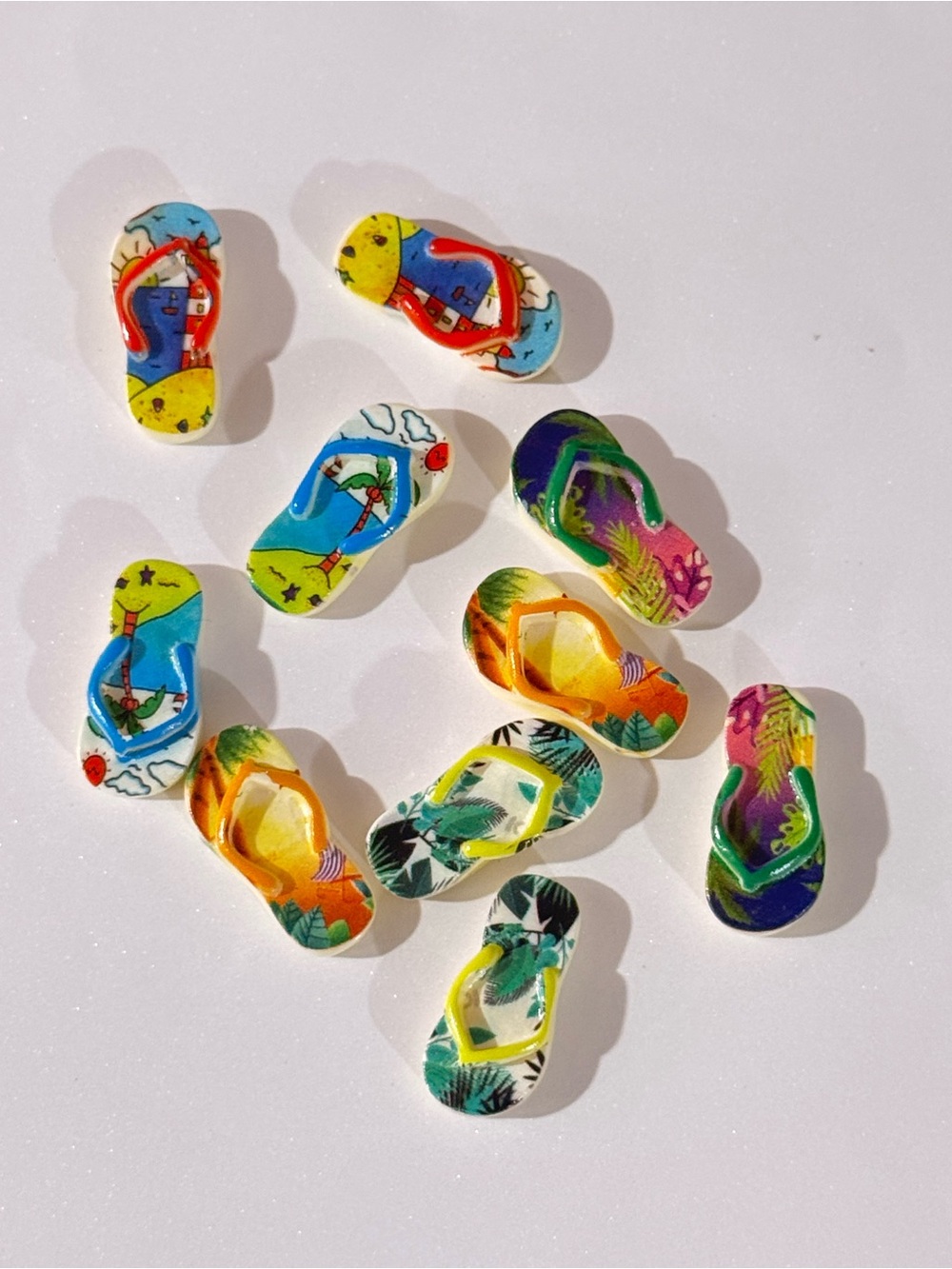 Colorful Mini Flip-Flop Resin Charms - Tropical Mix-Set of 10